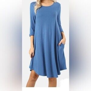 MOUNTAIN MAMAS mini DRESS casual women Indigo/blue XS‎ Long sleeve